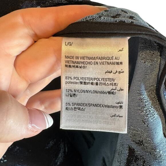 Alfani Black Navy Floral Longline Collarless Zip Front Jacket Large Work Career - Picture 6 of 7